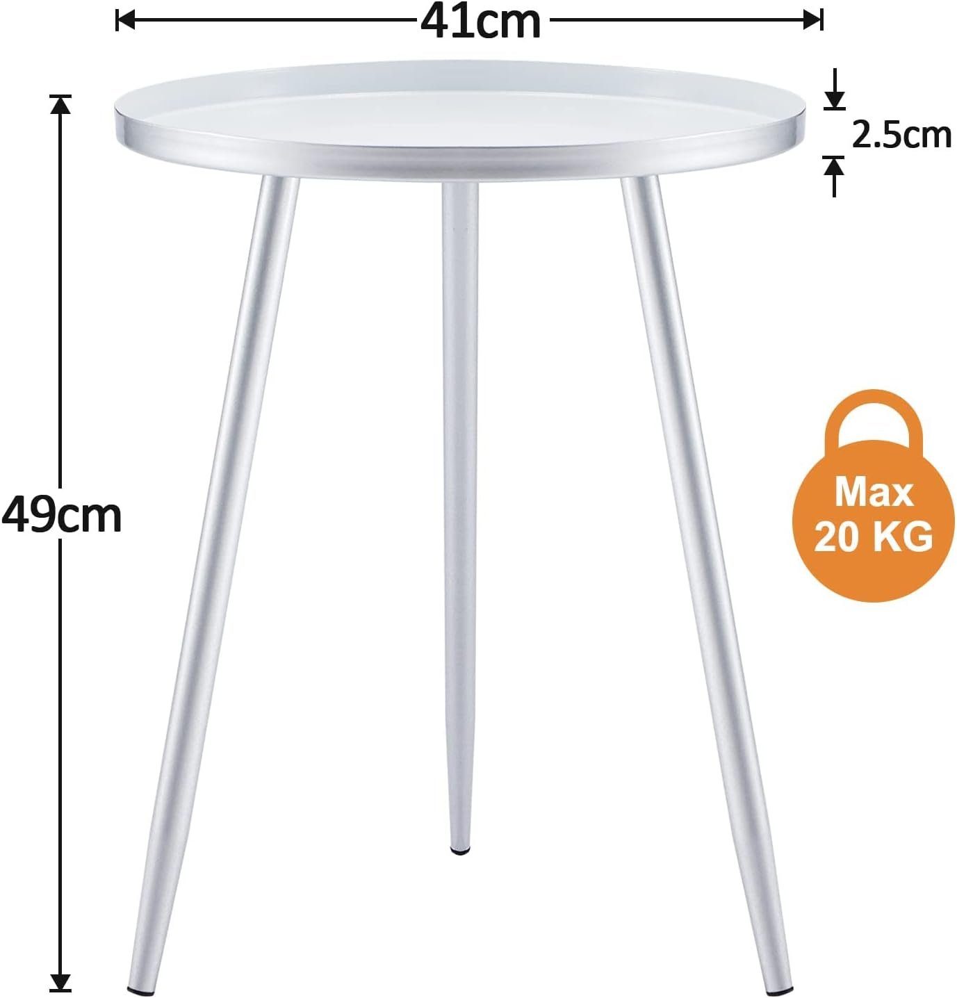 Diyarts Beistelltisch (Metall, Couchtisch Rund), mit Schutzrand, Skandinavischer Stil, Nachtisch