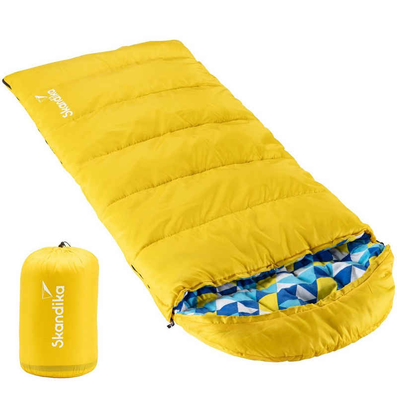 Skandika Kinderschlafsack Dundee Junior (gelb) (wasserabweisend, atmungsaktiv, Outdoor, Deckenschlafsack, Camping), Luxus-Qualität, für Kinder