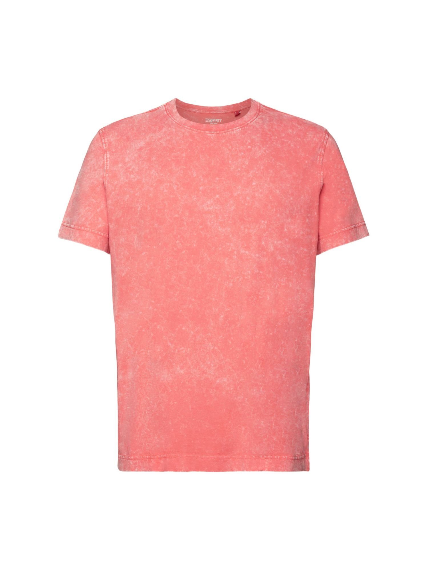 Esprit T-Shirt T-Shirt mit Stonewash-Effekt, 100 % Baumwolle (1-tlg) CORAL RED