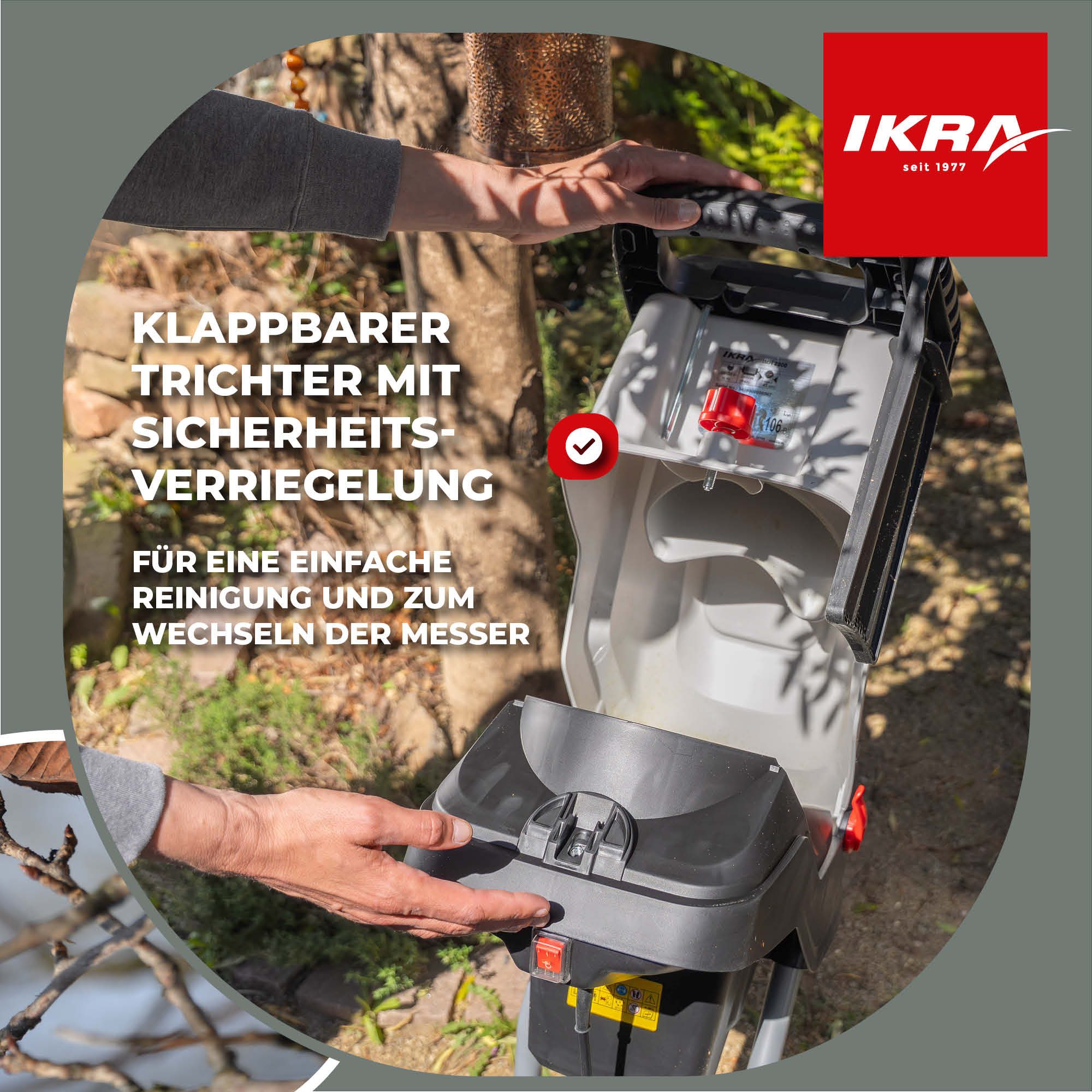 ikra GmbH Häcksler IMH 2800, 4,5 cm max. Astdurchmesser, (inkl. Ersatzmesser & Schutzbrille), 2.800 Watt, Messerhäcksler – Bild 5 von 5