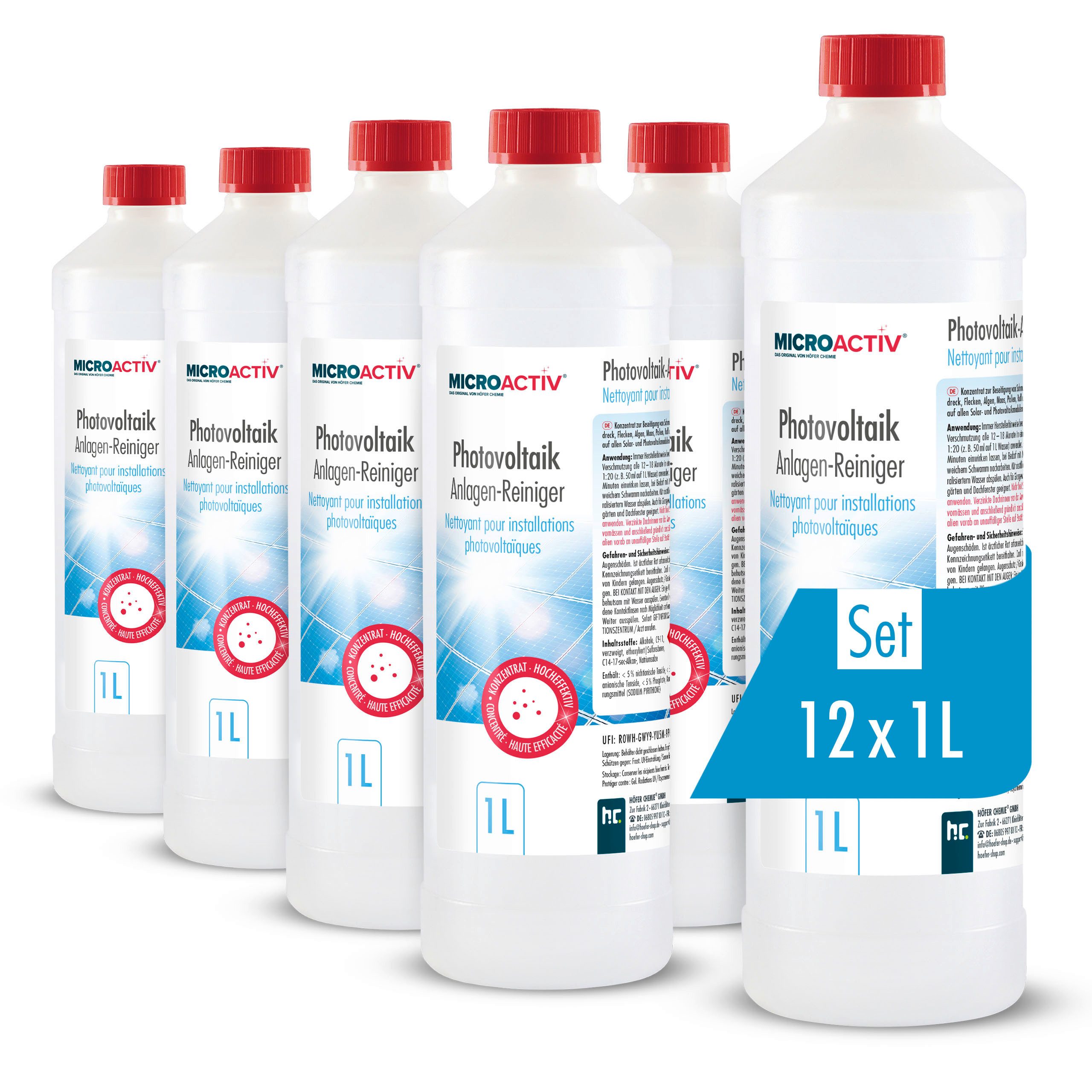 Höfer Chemie GmbH 12x 1 L MICROACTIV® Photovoltaikanlagen Reiniger Grundreiniger