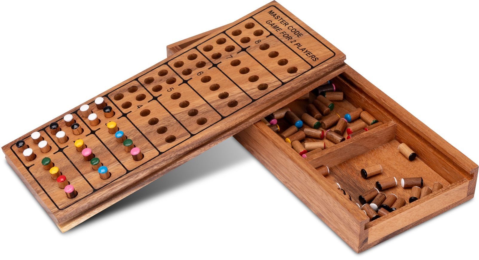 LOGOPLAY Spiel Code Finder mit 8 Reihen, Gesellschaftsspiel, Code Finder für 2 Spieler Spielfeld 21 x 12 cm 4 Farben mit 8
