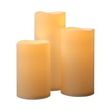 MARELIDA LED-Kerze LED Kerzenset XXL für Außen flackernd outdoor 3 Größen Timer creme Set (3-tlg)