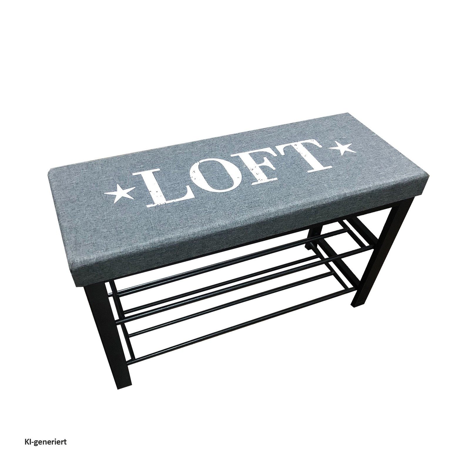 HTI-Line Schuhbank Schuhbank Mandy Loft Grau (Stück, 1-St., 1 Schuhbank), Mit Aufschrift