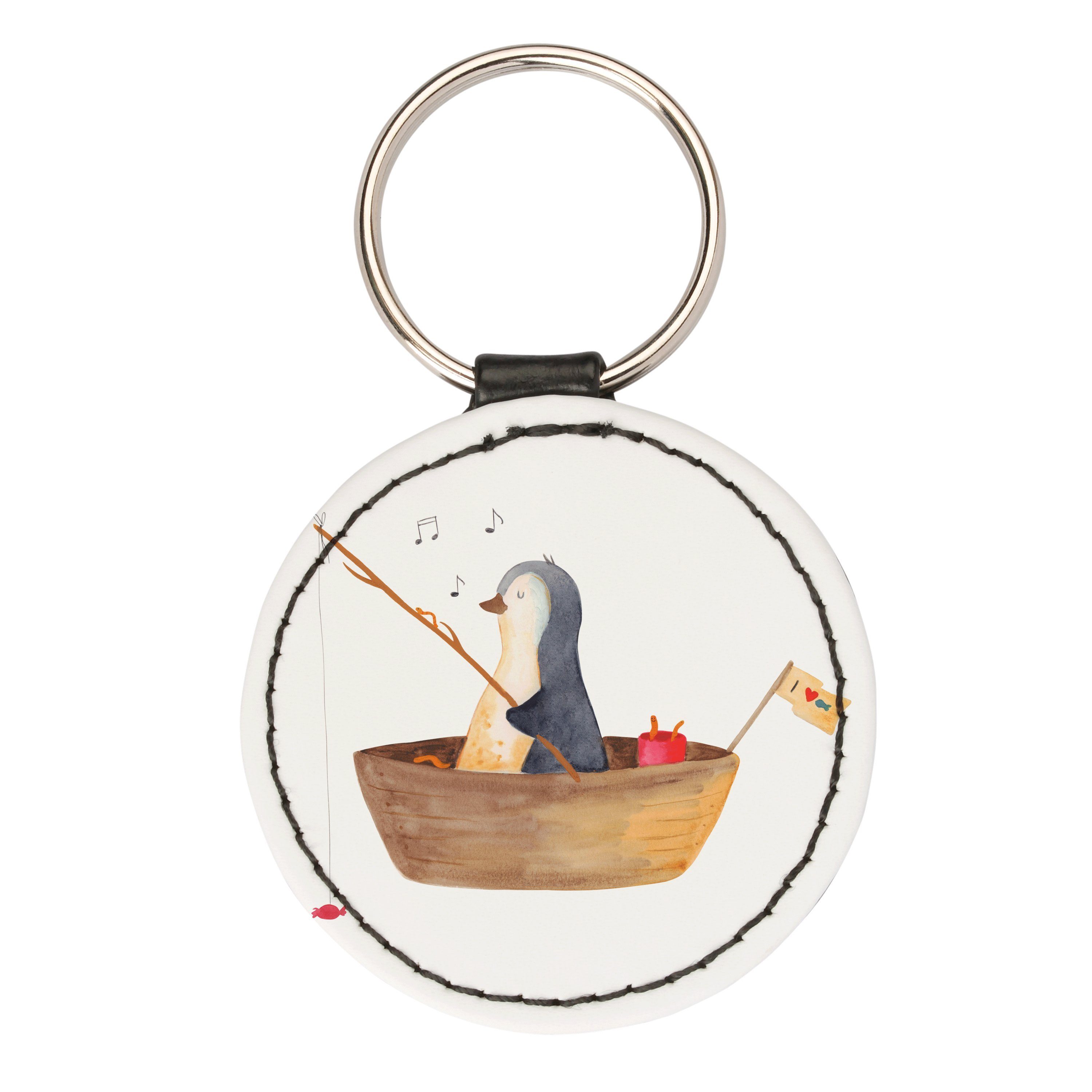 Mr. & Mrs. Panda Schlüsselanhänger Pinguin Angelboot - Weiß - Geschenk, Schlüsselanhänger, Schutzengel, (1-tlg) | Schlüsselanhänger