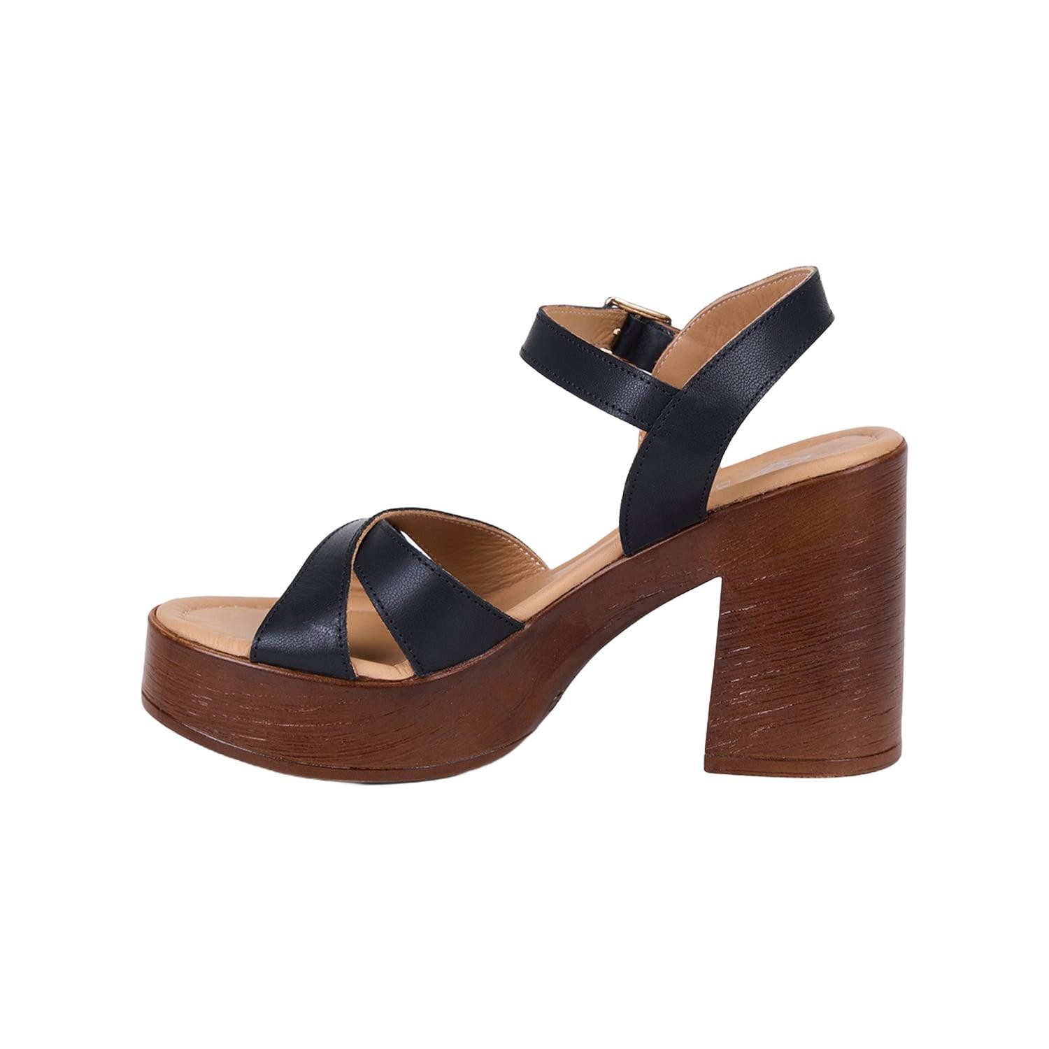Desa DESA Damen-Sandalen aus Leder mit hohem Blockabsatz Sandale