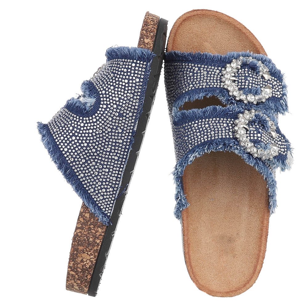 Ital-Design Modische Damen Sandalen mit Komfort und Dekoration Pantolette ( günstig online kaufen