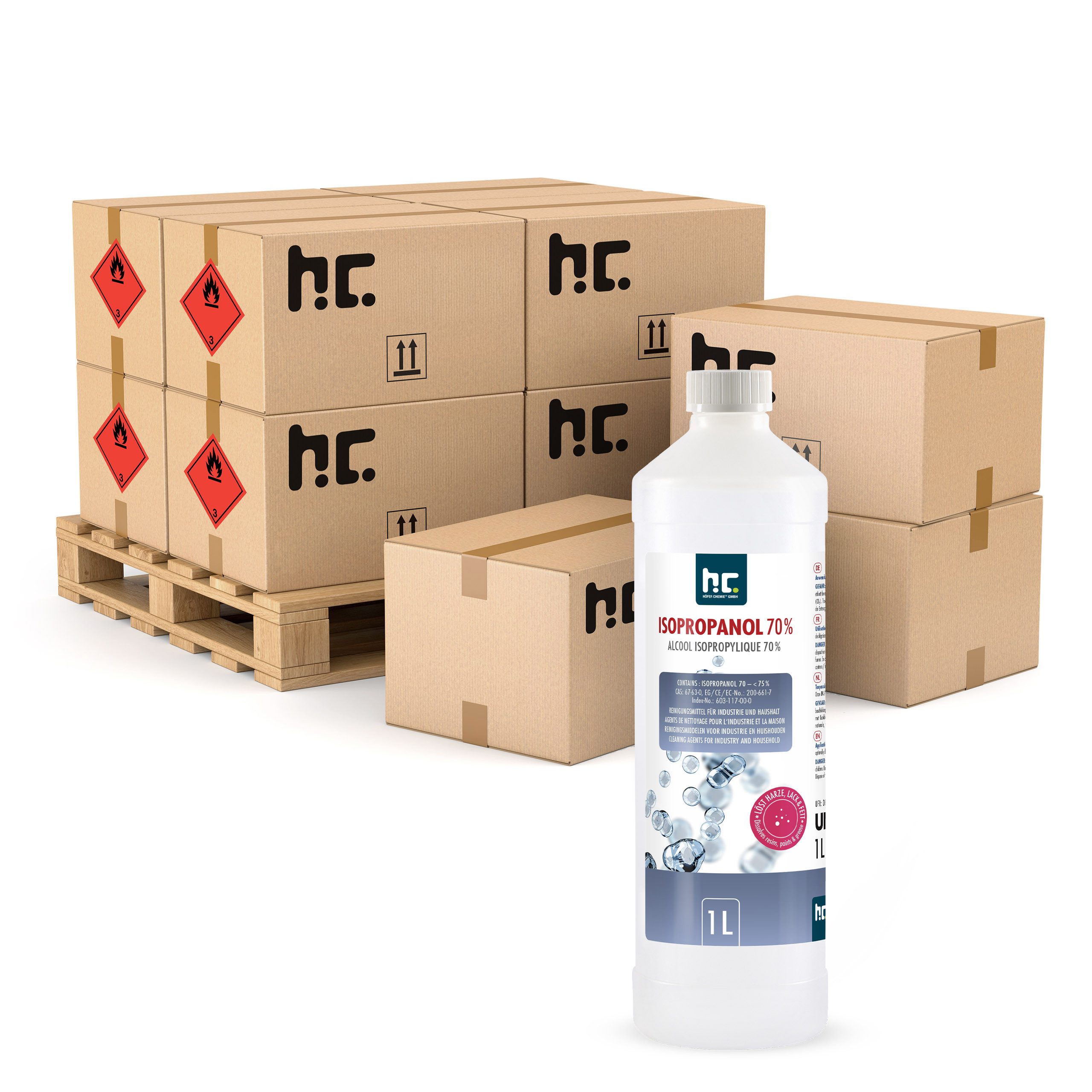 Höfer Chemie GmbH 240x 1 Liter Isopropanol 70% Grundreiniger (Reinigt und entfettet zuverlässig)