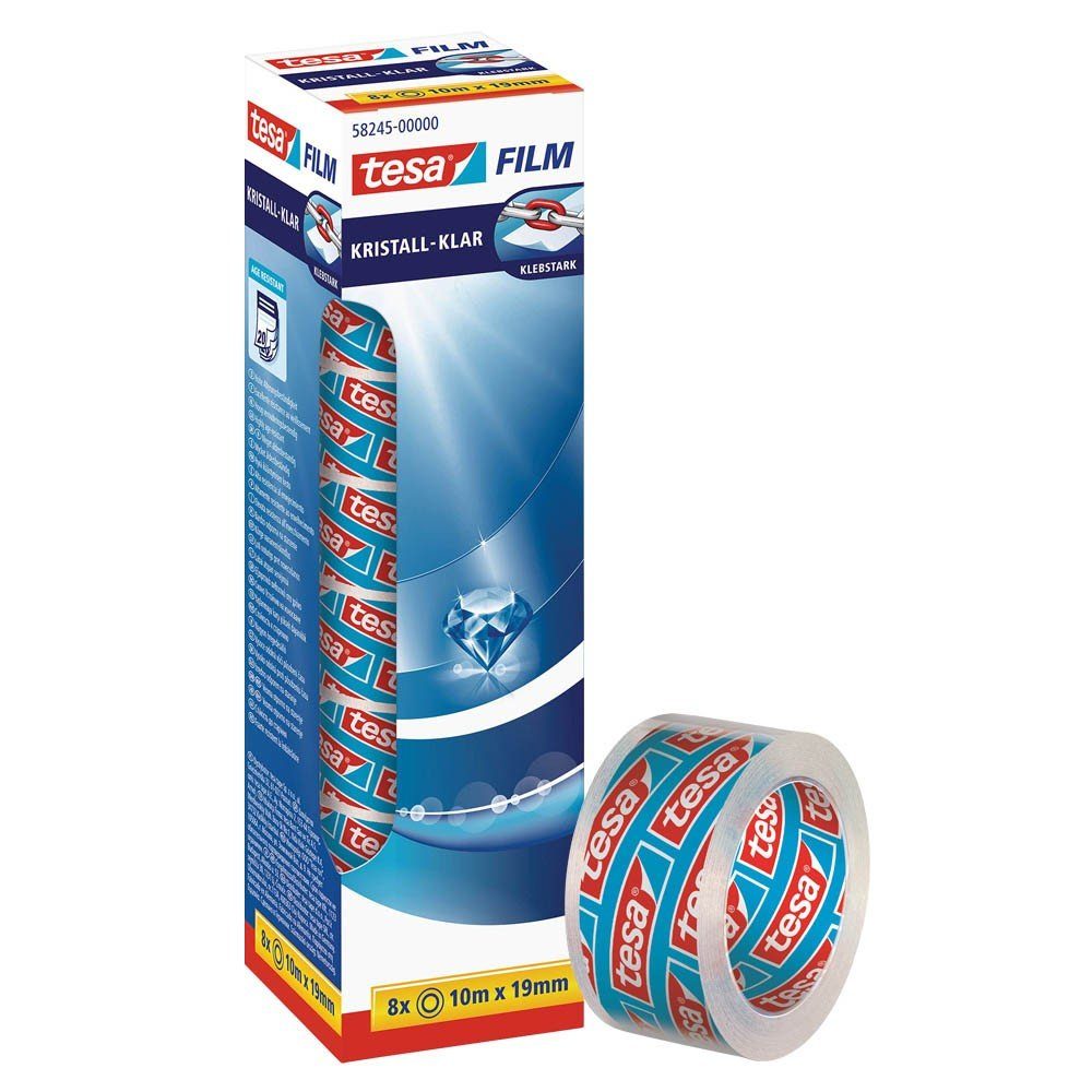 Klebeband tesafilm® 58245 kristall-klar Klebefilm 19mm x 10m - 8 Rollen