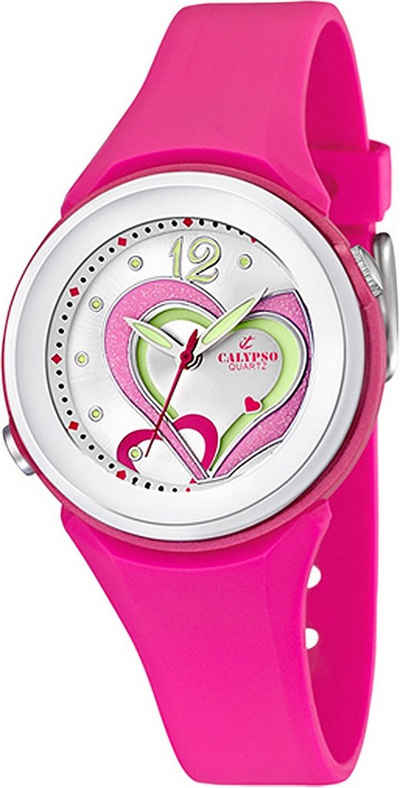 CALYPSO WATCHES Quarzuhr Calypso Damen Uhr K5576/5 Kunststoffband, (Armbanduhr), Damen Armbanduhr rund, PURarmband pink, Fashion