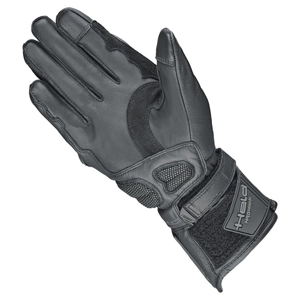Held Biker Fashion Motorradhandschuhe Held Handschuh Akira RR schwarz  Sporthandschuh aus Leder mit Titan-Protektor, Touch geeignet