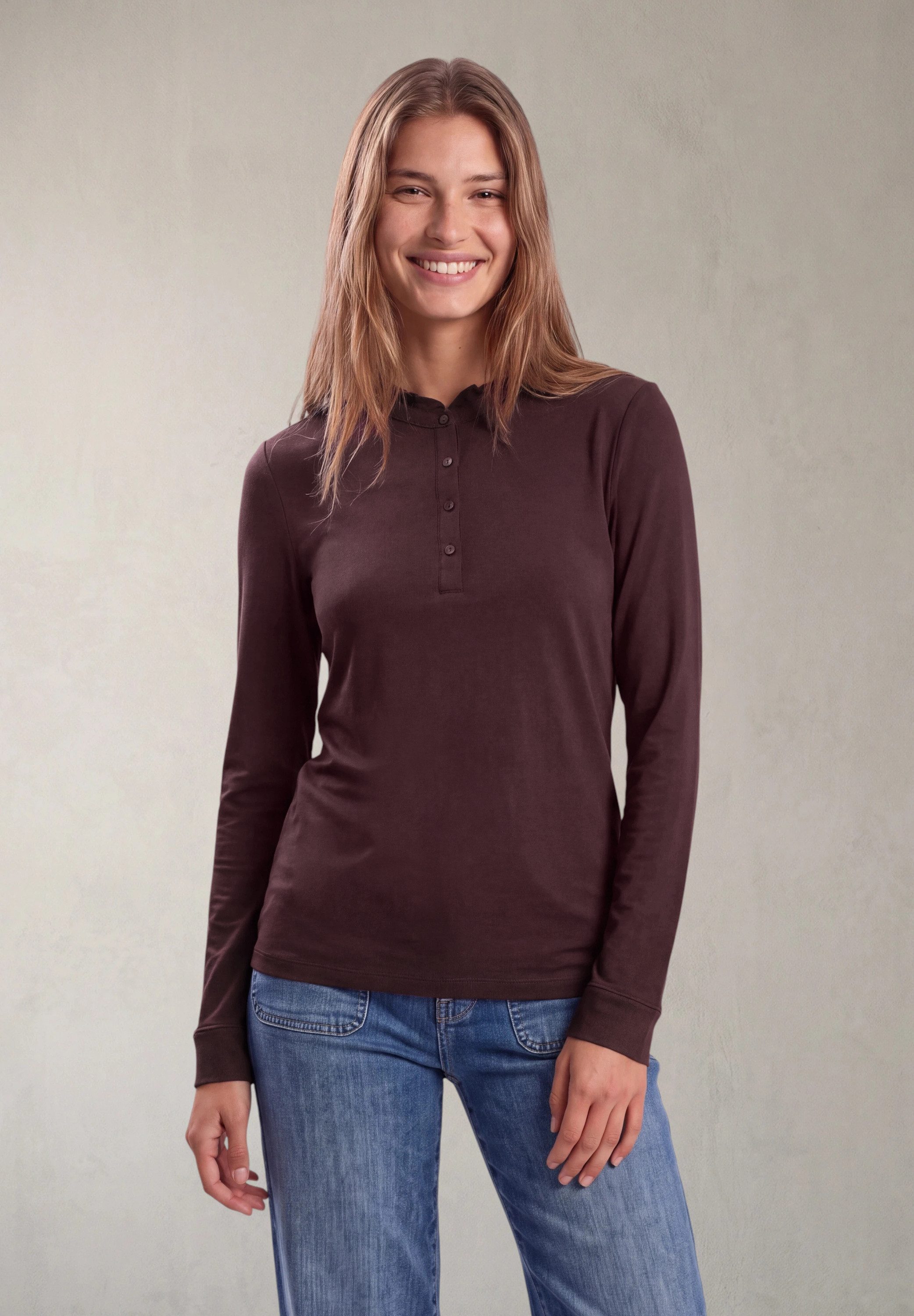 STREET ONE STUDIO Langarmshirt in Unifarbe