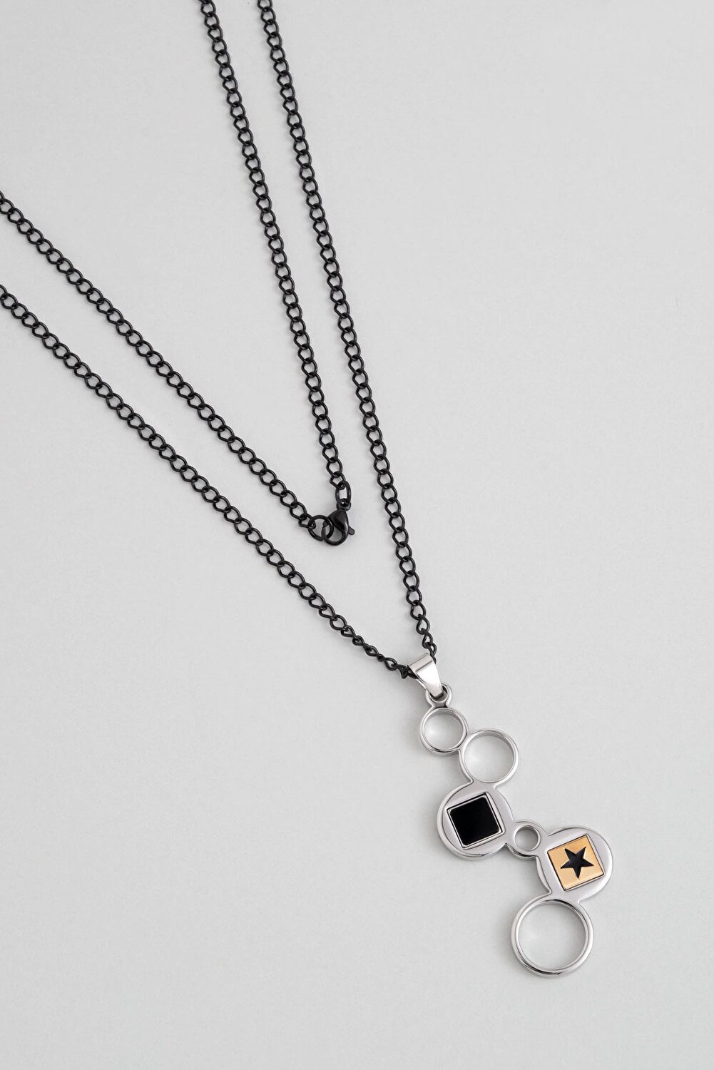 Valentinstagsgeschenk So CHIC... Silberkette Sternmuster 75cm Stahl Herren Halskette, silberfarben