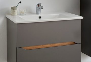 Saphir Waschtisch Quickset Keramikwaschtisch mit Unterschrank, 75 cm breit, Waschplatz, Unterschrank mit Waschbecken, 2 Schubladen, grifflos