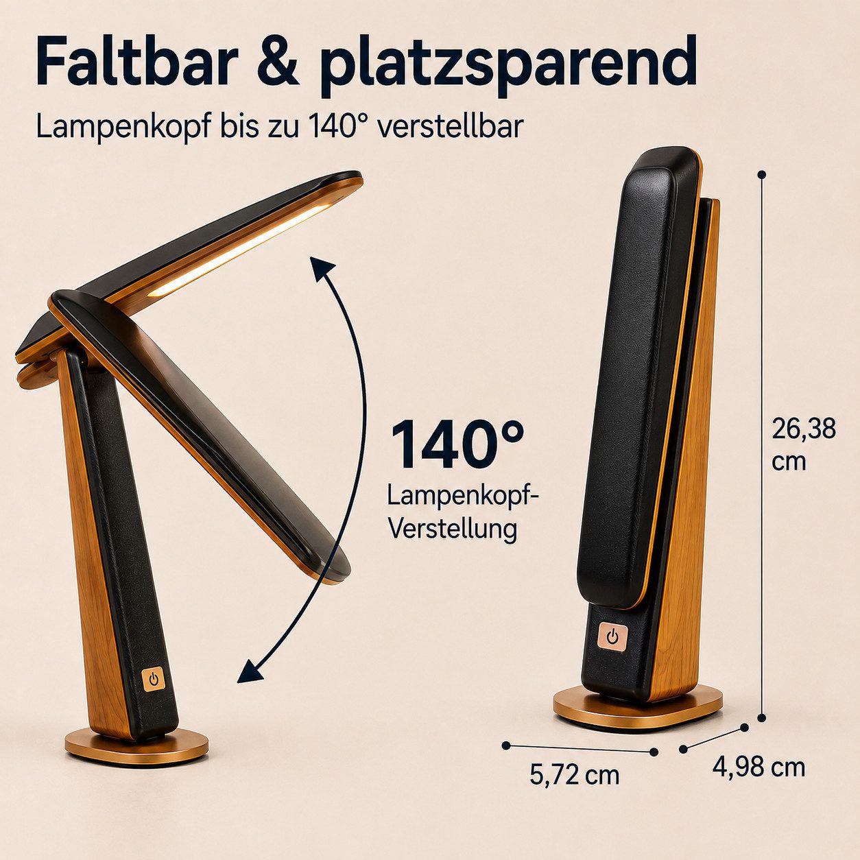 ibettertec LED Schreibtischlampe LED Tischlampe mit Akku, USB-C ladbar, Drei Farbtemperaturen, stufenloses Dimmen Tragbare Leseleuchte – Bild 3 von 5
