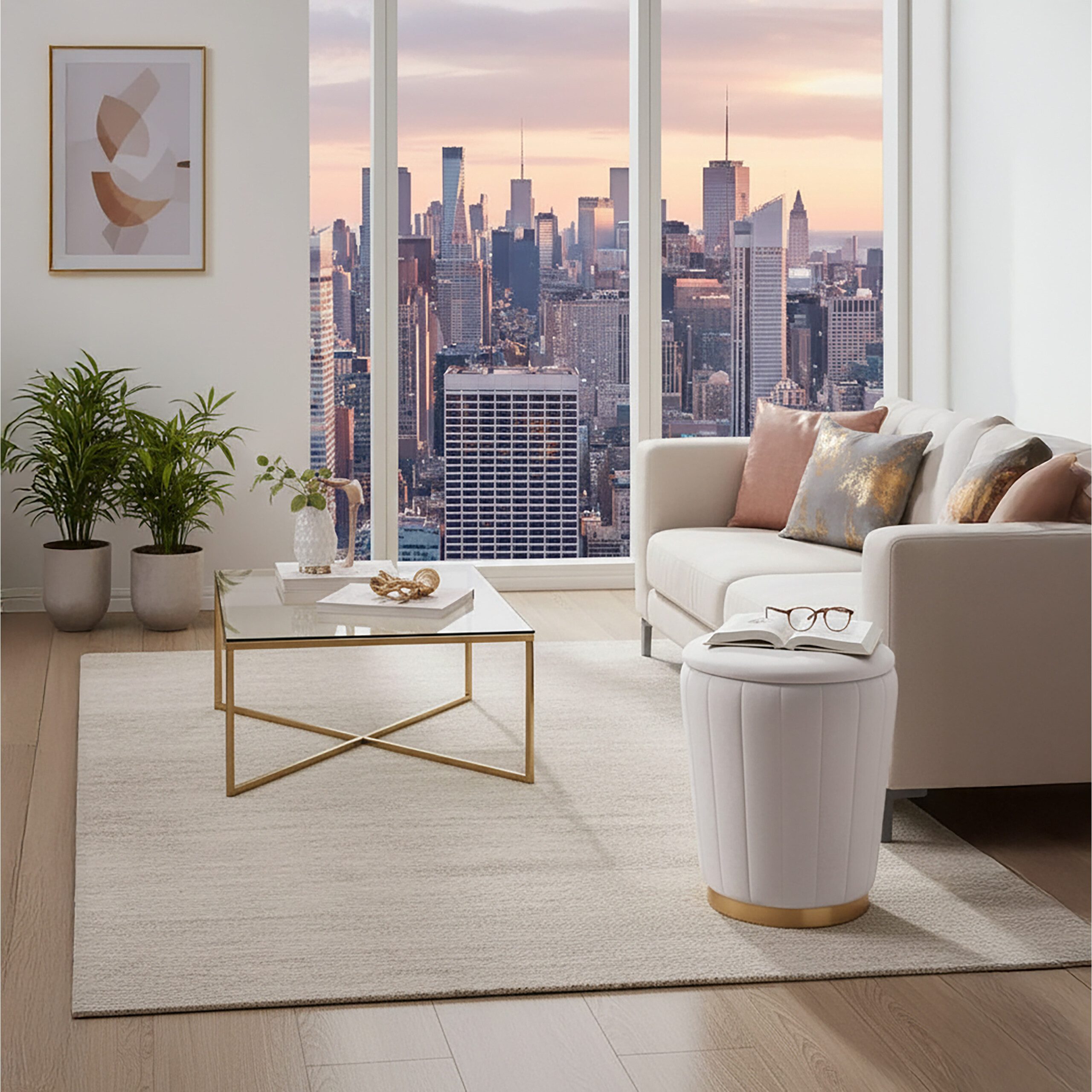 relaxdays Stauraumhocker Hocker aus Samt mit Stauraum, Beige günstig online kaufen