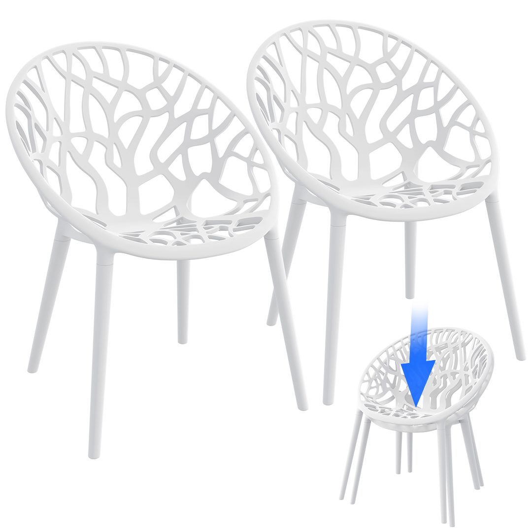 STEELSØN Gartenstuhl Quanta wetter- & UV-beständig, stapelbar (2er Set, weiß), Schalenstuhl outdoor geeignet, verfügbar als 2er, 4er & 6er Set