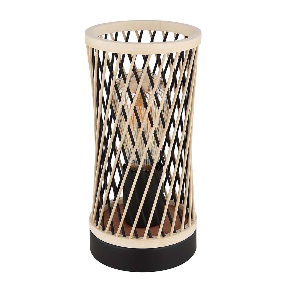 GLOBO LIGHTING Nachttischlampe, Leuchtmittel nicht inklusive, Tischleuchte Beistellleuchte Nachttischlampe Bambusgeflecht schwarz