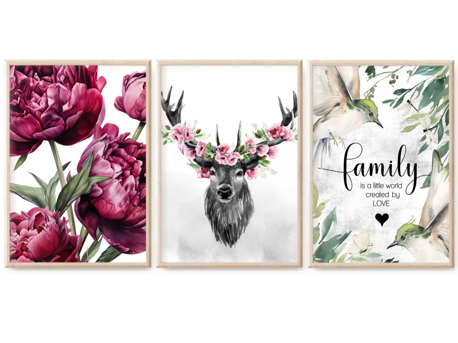 Poster Bilder Bilderset Wandbilder FAMILY LOVE 3er Set Print