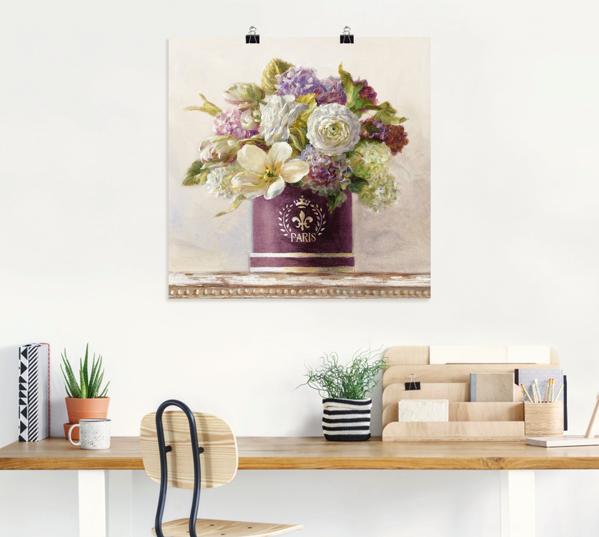 Poster Wandbild Blumen St), Größen Artland (1 als versch. Auberginer Leinwandbild, oder in Wandaufkleber Hutschachtel, Tulpen in