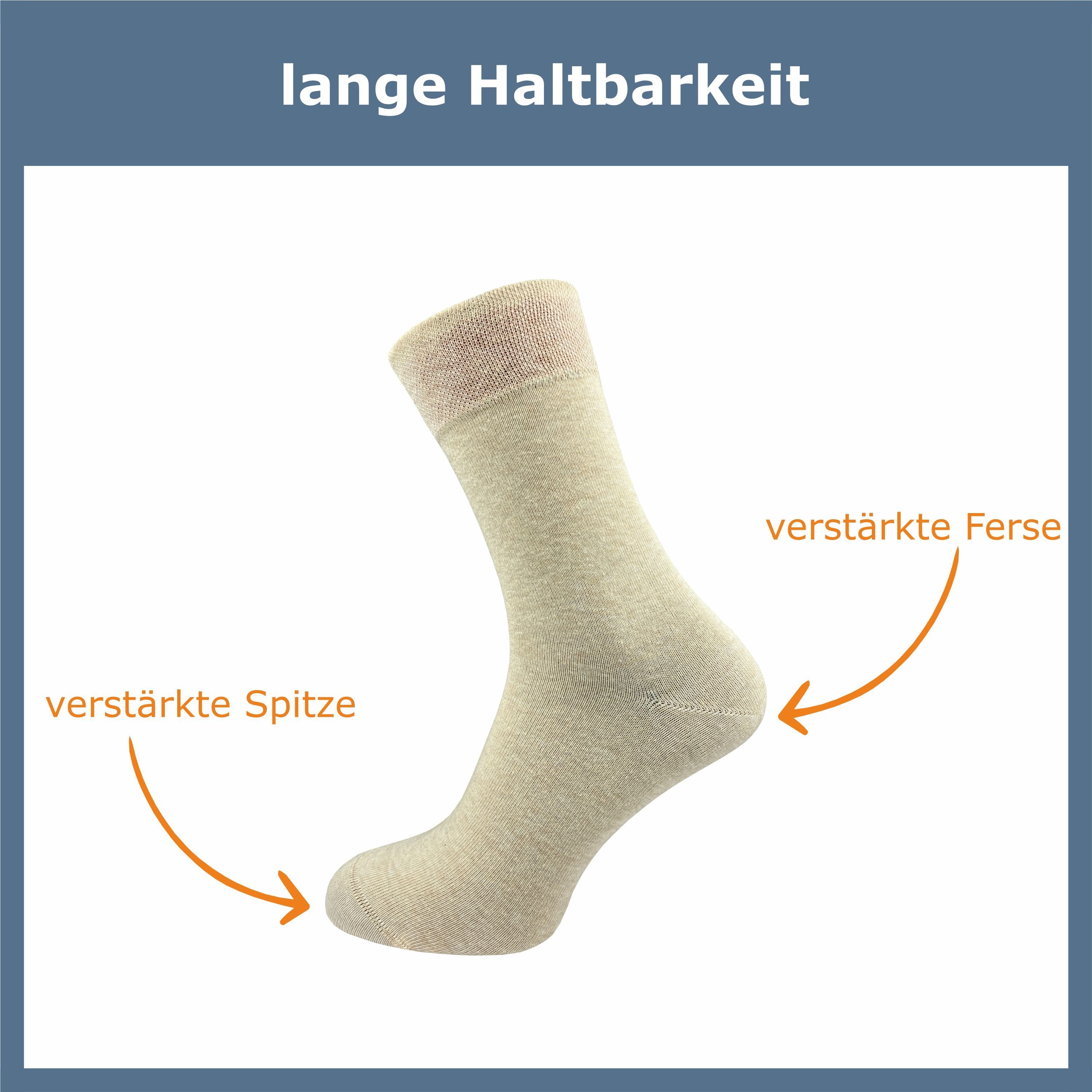 & doppelt Komfortbund Baumwolle gekämmter - Socken Damen - Naht GAWILO schwarz, grau aus Herren für beige drückende (6 Paar) hochwertiger, Premium & blau ohne