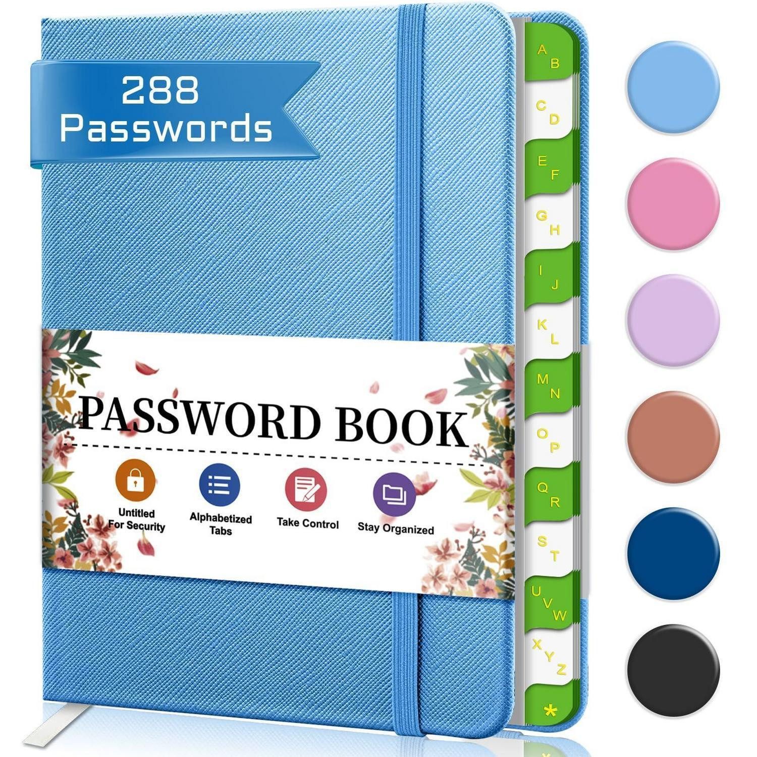 LuxusKollektion Notizbuch Passwortbuch mit Registerkarten blau