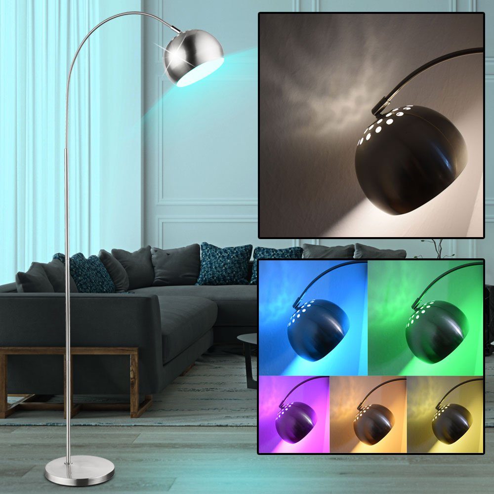 Bogen Chrom Stehlampe, Lampe dimmbar Smart inklusive, Warmweiß, etc-shop Farbwechsel, Steh Home Google Leuchtmittel LED Alexa