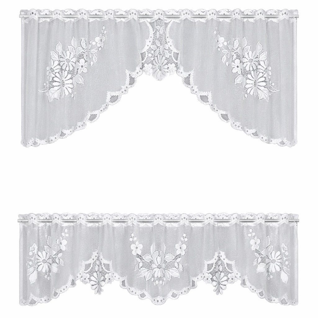 WILLKOMMEN ZUHAUSE by ALBANI GROUP Scheibengardine Bistro C Bogen Set, Scheibengardine, Set 2 tlg., weiß, (2 St), Durchzuglöcher, transparent