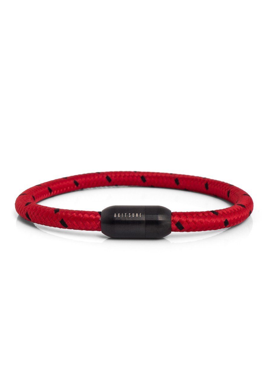 Akitsune Armband Silvus Nylonarmband - Mattschwarz - Rot-Schwarz 18,50cm