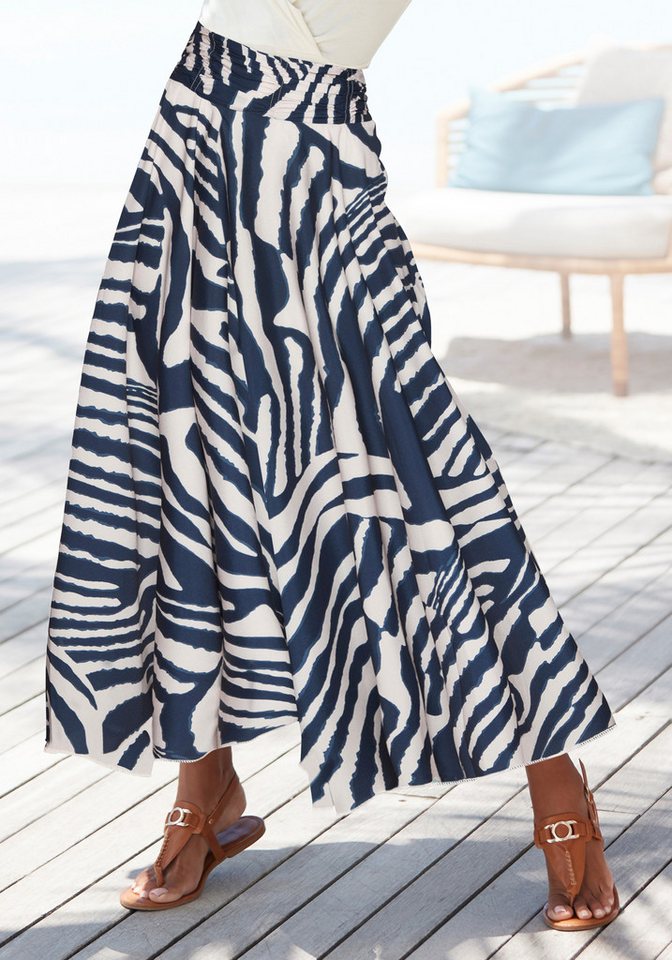 LASCANA Hosenrock mit extra weitem Bein mit Alloverdruck, Culotte, leichte Sommerhose, Strandhose, Schlupfhose