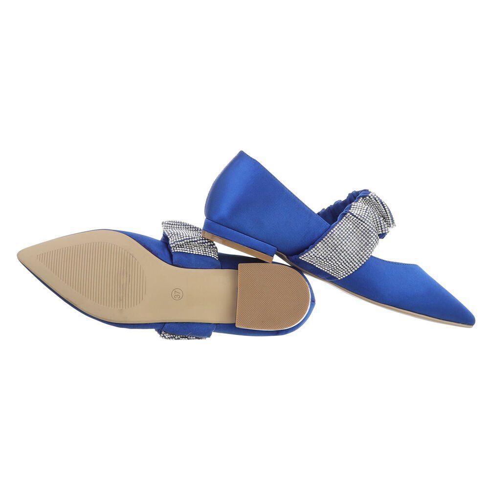 Ital-Design Damen Schlupfschuhe Party & Clubwear Ballerina Blockabsatz Klassische Ballerinas in Blau