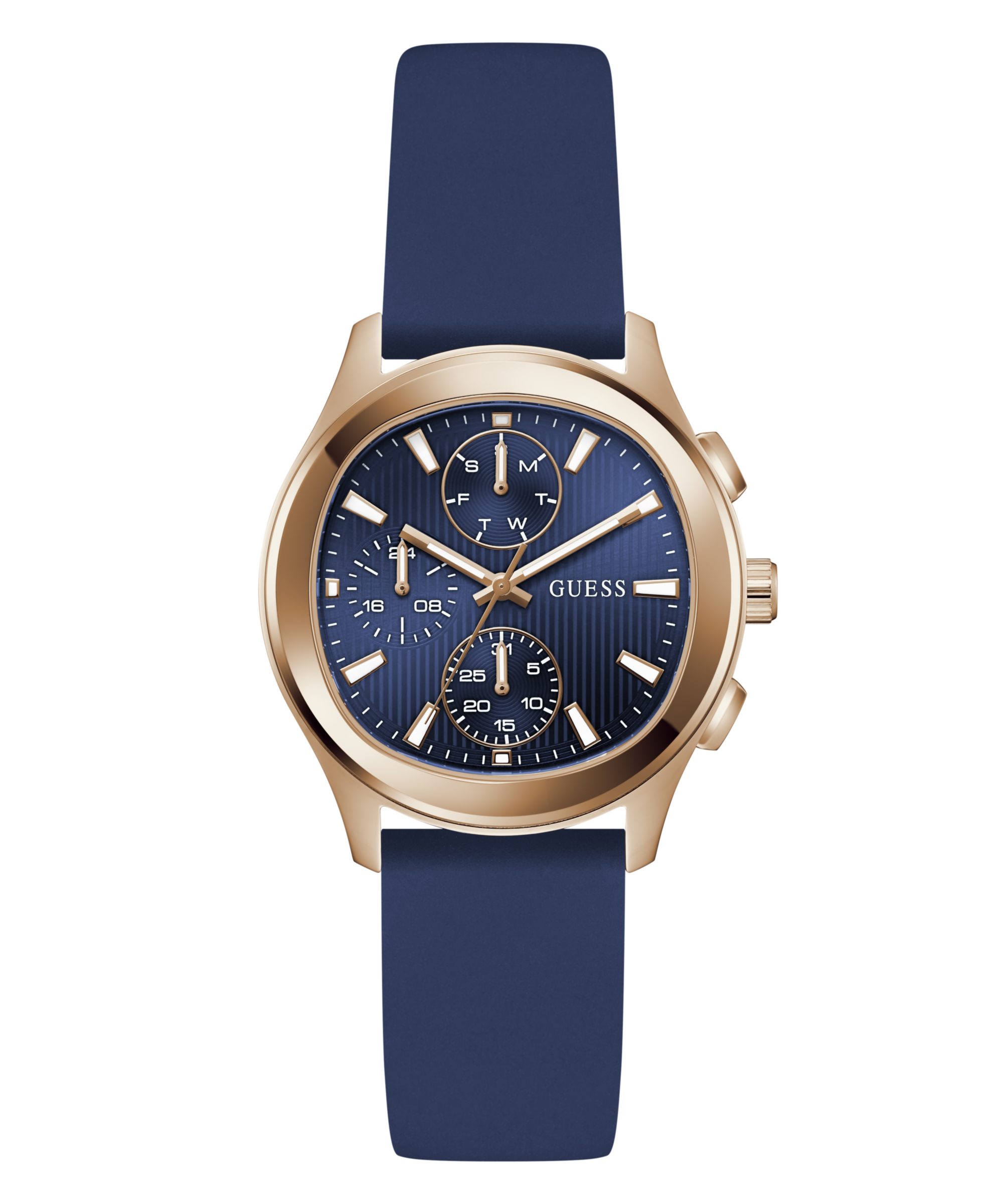 Guess Multifunktionsuhr BIRDIE GW1093L4, Quarzuhr, Armbanduhr, Damenuhr, Silikonarmband, analog, Tag, Wochentag
