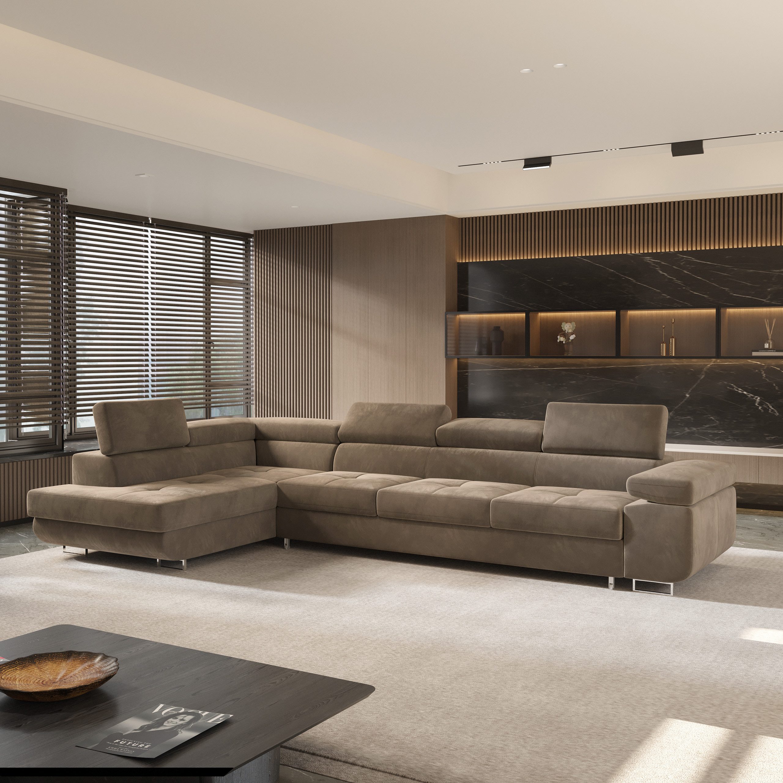 Masseno Ecksofa VICENTE mit Schlaffunktion L-Form, Sofa mit Bettkasten günstig online kaufen