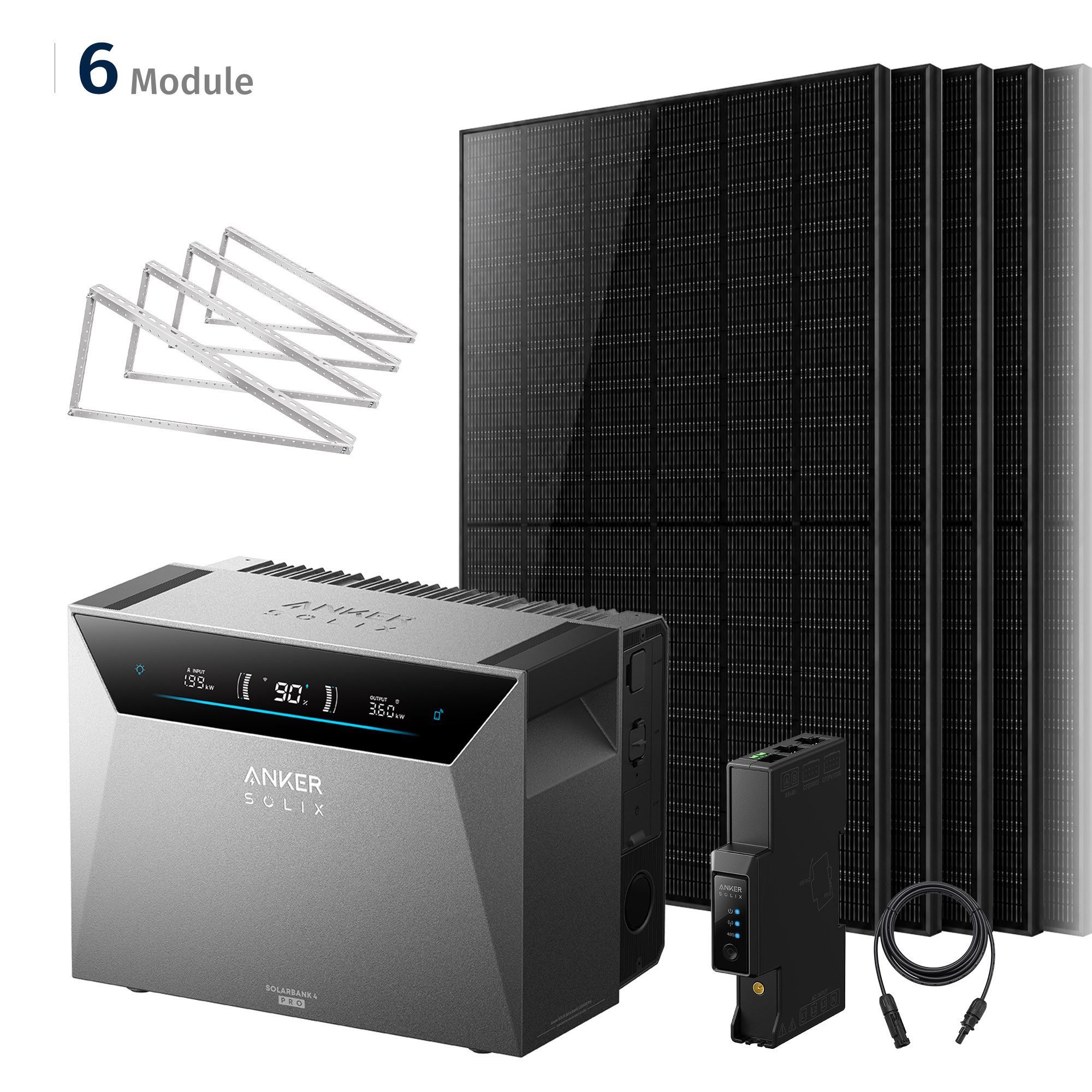 SolarMars Balkonkraftwerk mit Speicher Anker SOLIX 4 E5000 Pro, 2000Wp/3000Wp/4000Wp/6000Wp