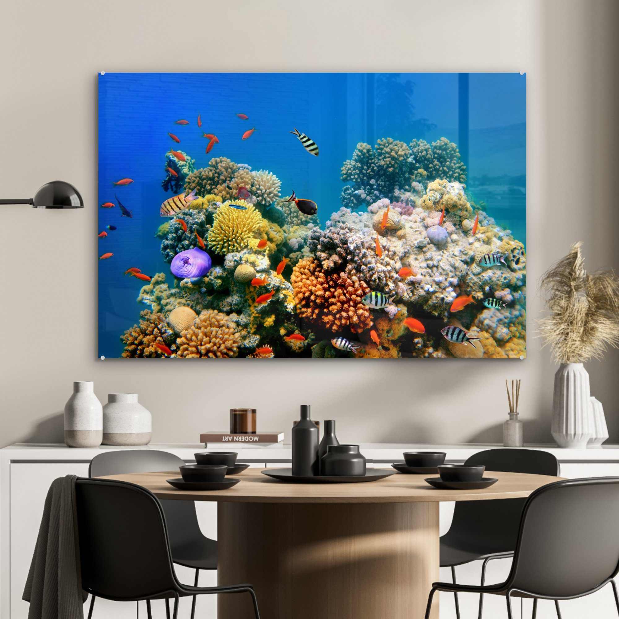Fische Tropisch (1 MuchoWow - & Acrylglasbild Schlafzimmer Korallen, Acrylglasbilder Wohnzimmer - St),