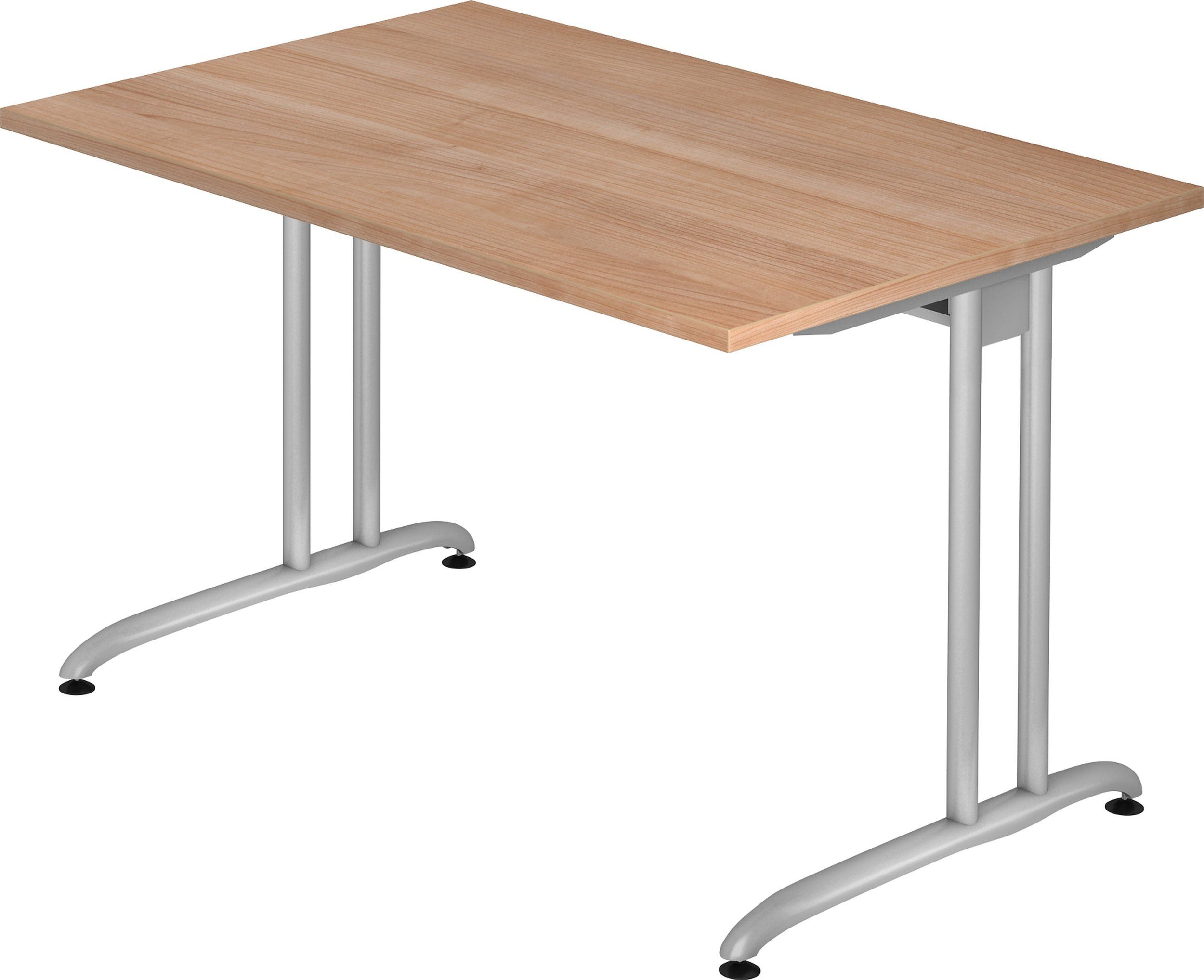 bümö Schreibtisch Schreibtisch Serie-B, Rechteck: 120 x 80 cm - Dekor: Nussbaum