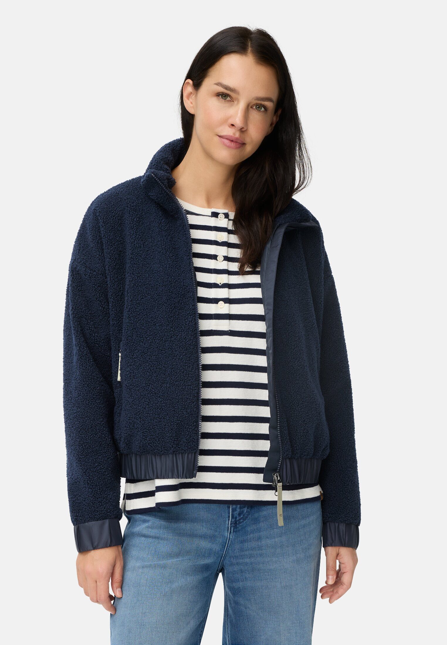 camel active Blouson mit Stehkragen und 2-Wege-Reißverschluss Langarm Markenlabel