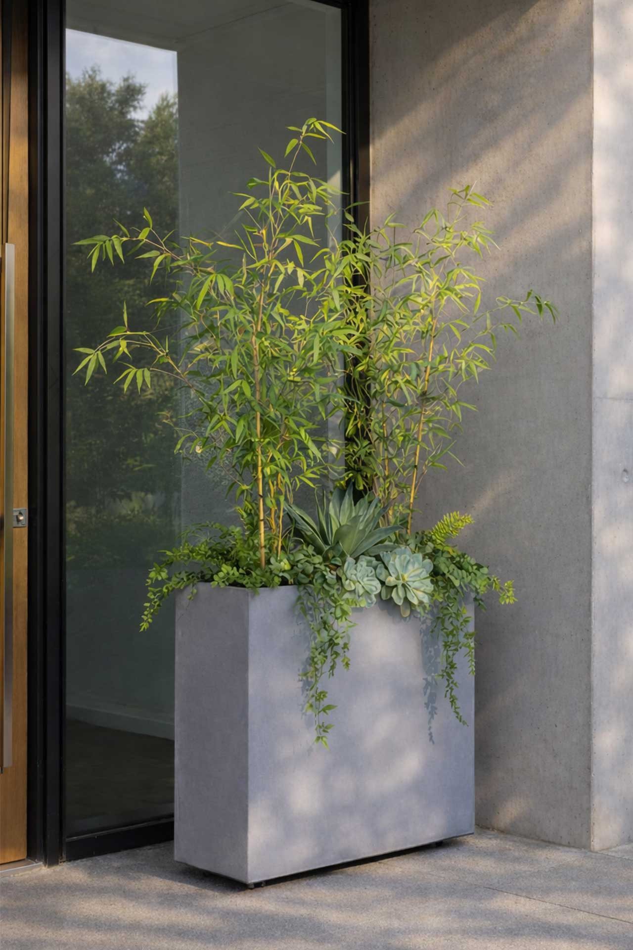 VIVANNO Pflanzkübel Fiberglas ELEMENTO auf Rollen Kasten - Betongrau Beton-Design (1 St), 88x30x75 cm