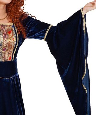 Karneval-Klamotten Burgfräulein-Kostüm Damen Mittelalter Burgfrau Damenkostüm hochwertig, blaues Königstochter Edelfrau Viktorianisches Frauenkostüm mit Mütze