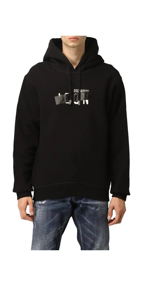 Rundhalspullover Dsquared2 Tape Hoodie Schwarz Unisex