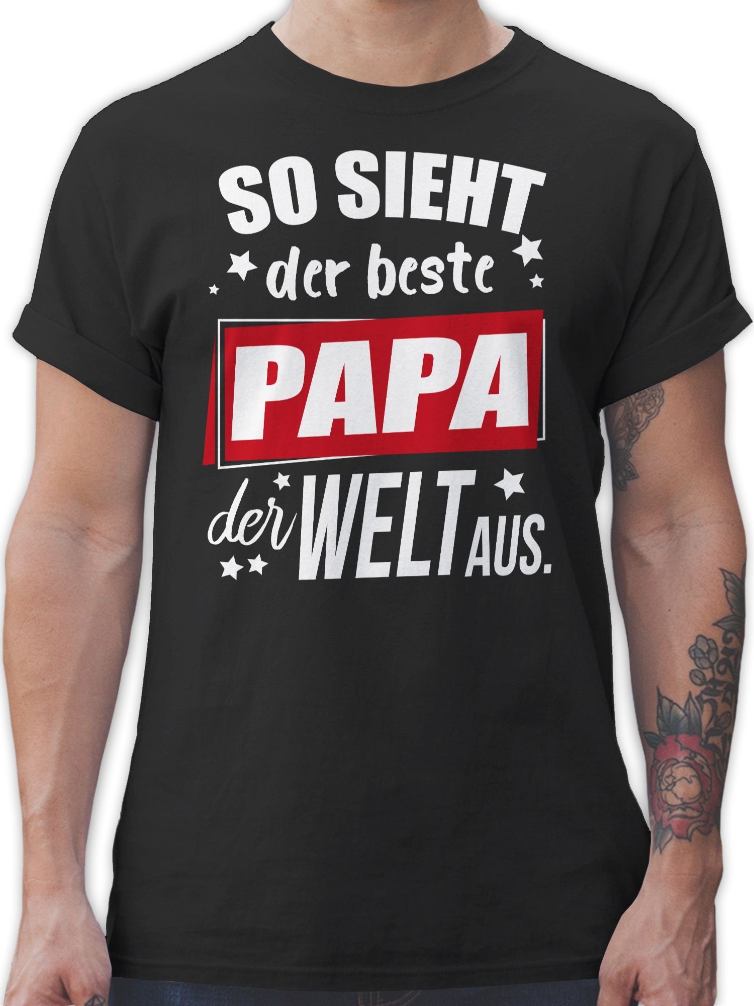 Shirtracer T-Shirt So sieht der beste Papa der Welt aus. Sterne Vatertag Geschenk für Papa 1 Schwarz