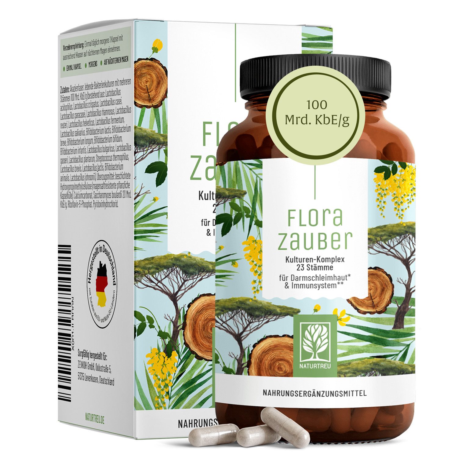 Naturtreu FLORAZAUBER Kapsel, 60 St., 22,3 g, Durchdachte Entwicklung, Vegan, Laborgeprüft, Hochwertige Inhaltstoffe