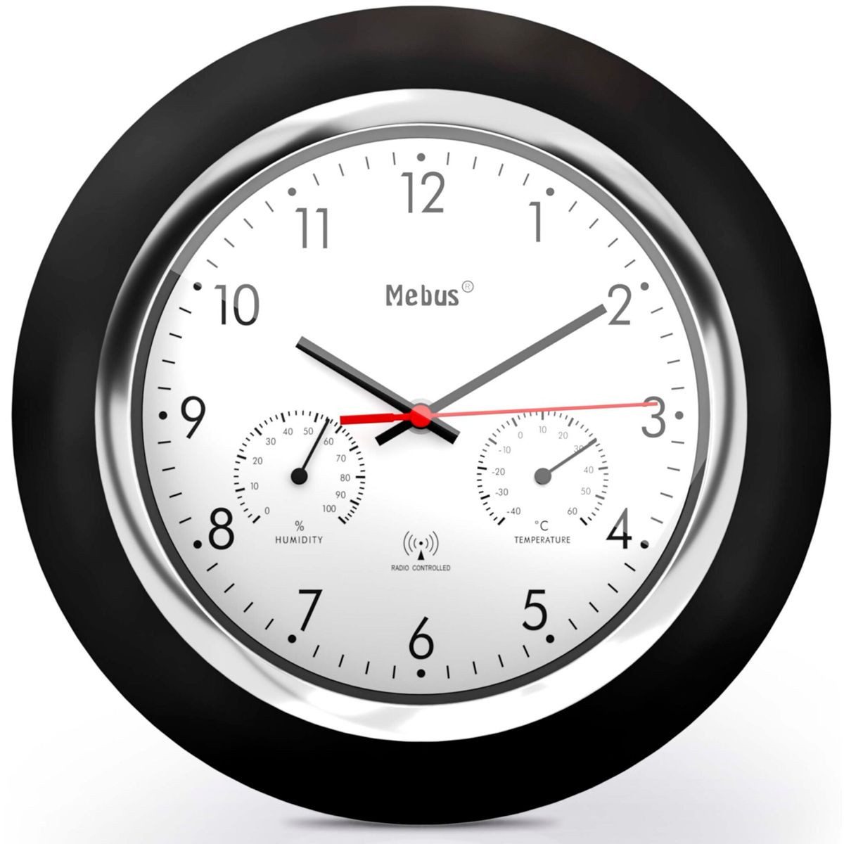 Mebus Wecker 19453 Funk-Wanduhr mit Thermo-/Hygrome