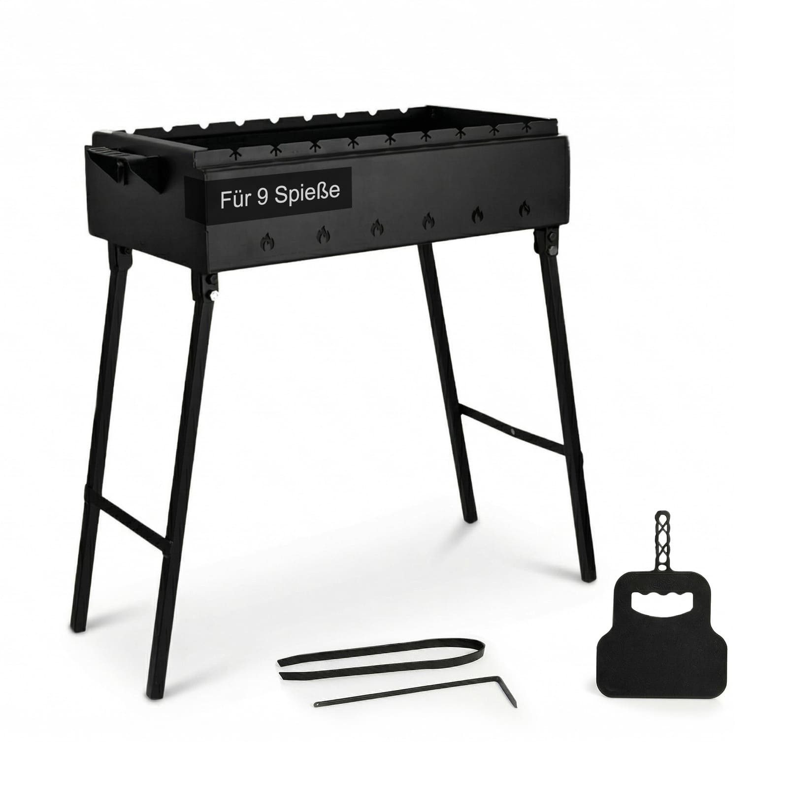 BIG-PAN Grillbesteck-Set Klappbar Mangal 60 cm für 9 Spieße Zubehör BBQ