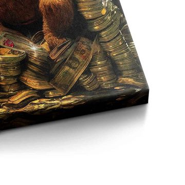 DOTCOMCANVAS® Leinwandbild, Leinwandbild Money Bear Pu der Bär Winnie the Pooh Luxus Geld premium