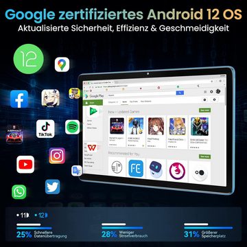 kinstone Leistungsstarke Tablet (10.1", 128 GB, Android 12, 2,4G+5G, 6000mAH, WLAN,Google GMS Certified,Widevine L1 Netflix Dual Kamera,GPS)