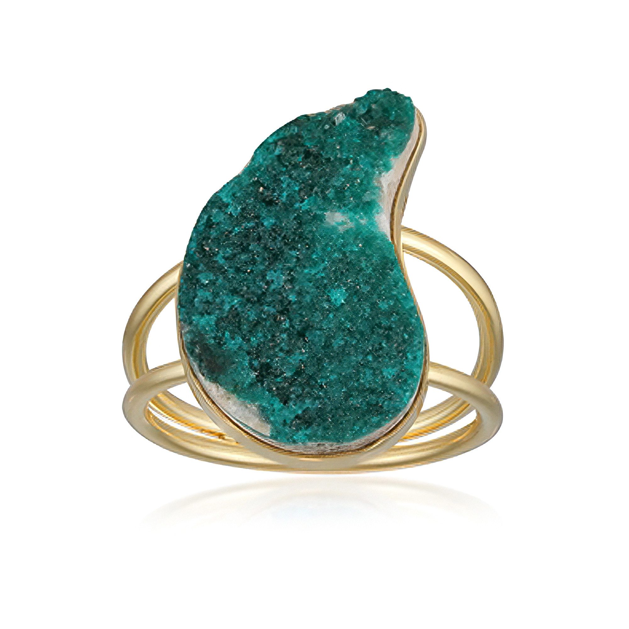 Cavill Solitärring 9,6 ct Dioptas Ring, vergoldet, 925 Silber, grün, handgefertigt (1-tlg)