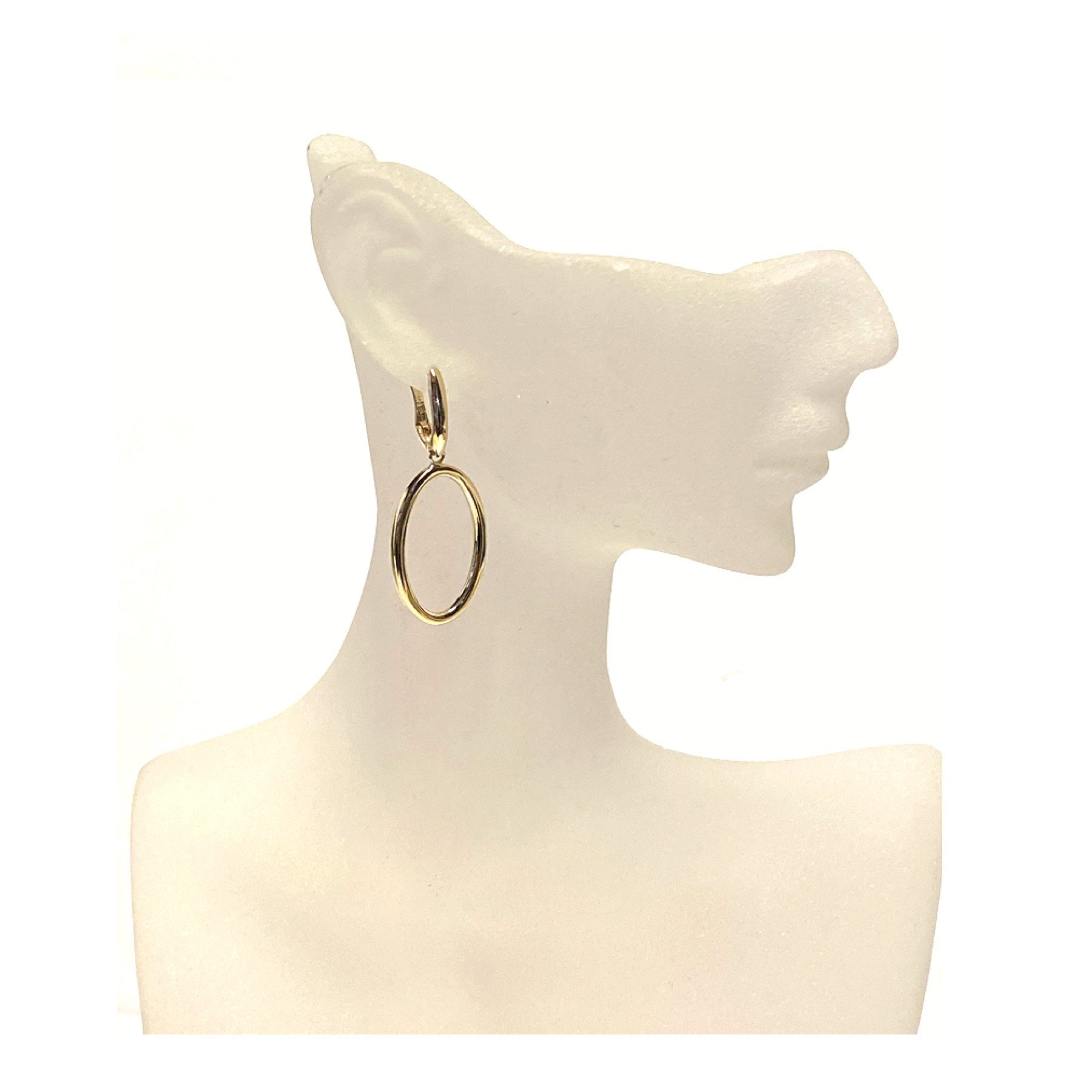 Edelschmiede925 Paar Creolen Ohrring 585/- Gelbgold GG oval Pendelstecker Ohrhänger