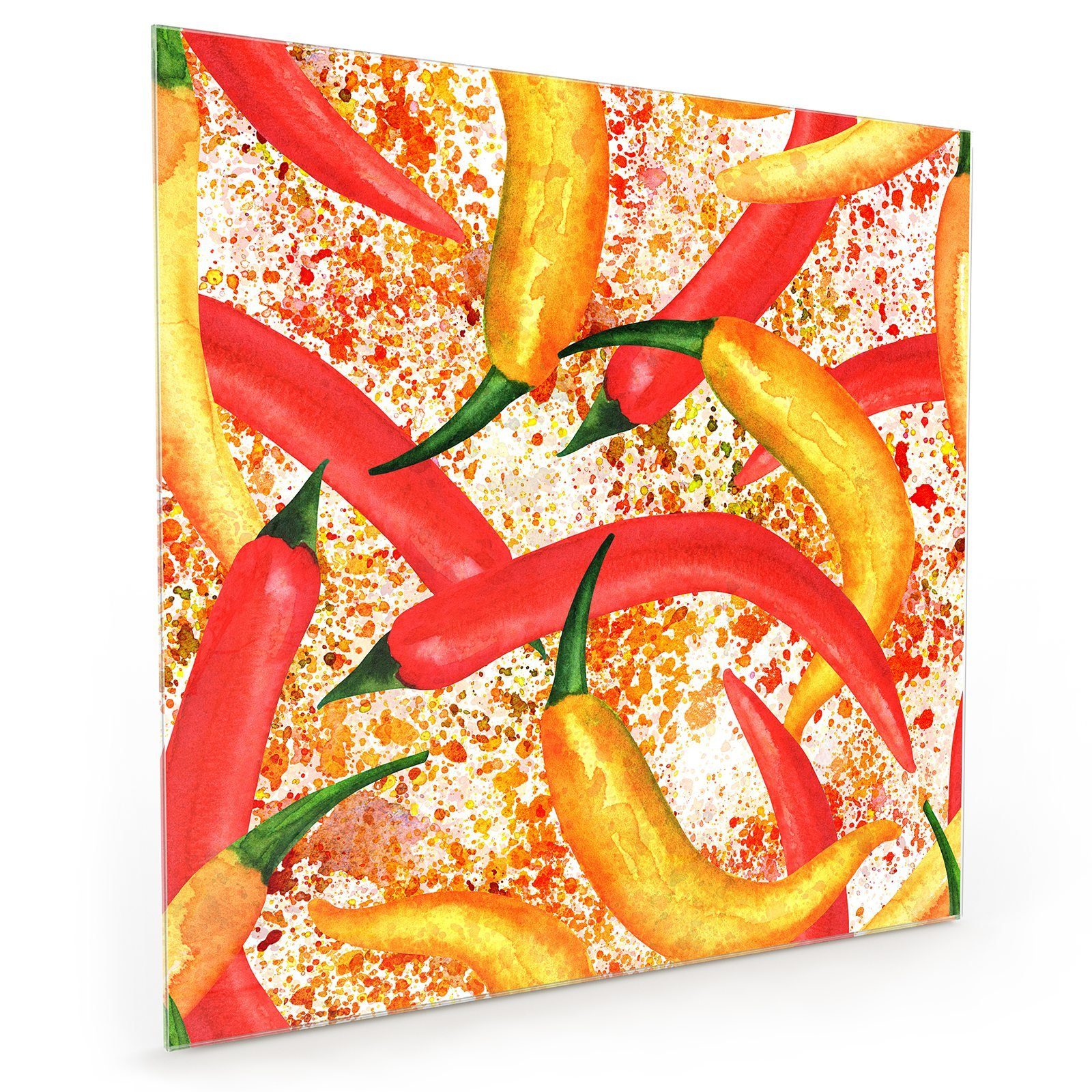 Küchenrückwand Chilischoten Motiv Primedeco Muster mit Spritzschutz Glas Küchenrückwand aus
