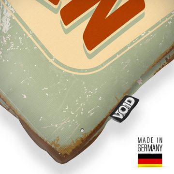 Kissenbezug, VOID (1 Stück), Sofa-Kissen Come In Retro Schild Schrift Willkommen Offen Open Metall 40er 50er 60er Poster Vintage Deko Werbung Grafik Wohnzimmer Eingang